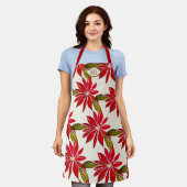 イニシャルクラシックポインセティアクリスマスレッドグリーン エプロン (着用した状態)