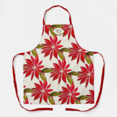 イニシャルクラシックポインセティアクリスマスレッドグリーン エプロン (正面)
