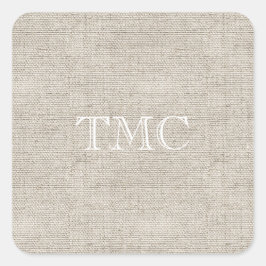 イニシャルクラシックモノグラムホワイトニュートラルリネンタン スクエアシール