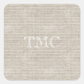 イニシャルクラシックモノグラムホワイトニュートラルリネンタン スクエアシール (正面)