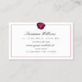 イニシャルクラシック付き白黒レッドローズ 名刺 (裏面)