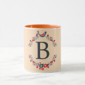 イニシャルグレーモノグラムオンビスクカラー マグカップ (中央)