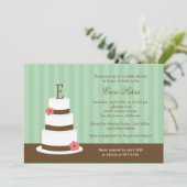 イニシャルケーキ ブライダルシャワー 招待状 - 緑 (スタンド正面)