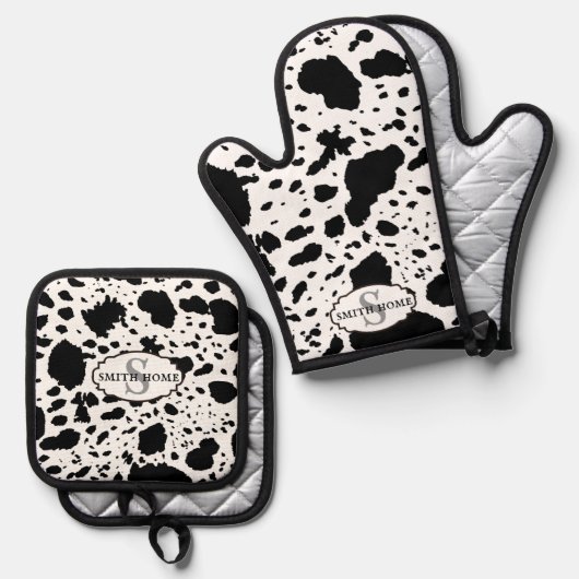 イニシャルコーウィドプリントモダンコージー | キャビンスタイル 鍋つかみ&鍋敷きセット (正面/裏面)