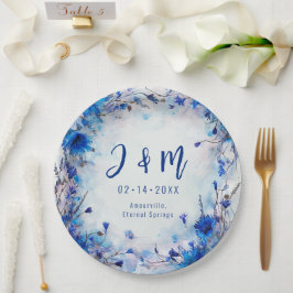 💍イニシャルコーンフラワーとラベンダーエレガンス付き ペーパープレート