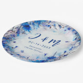 💍イニシャルコーンフラワーとラベンダーエレガンス付き ペーパープレート (アングル)