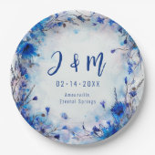 💍イニシャルコーンフラワーとラベンダーエレガンス付き ペーパープレート (正面)