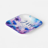 💍イニシャルコーンフラワーとラベンダーエレガンス付き ペーパープレート (傾斜あり)