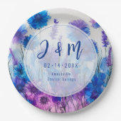 💍イニシャルコーンフラワーとラベンダーエレガンス付き ペーパープレート (正面)