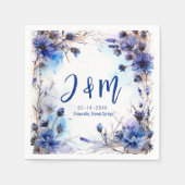 💍イニシャルコーンフラワーとラベンダーエレガンス スタンダードカクテルナプキン (正面)