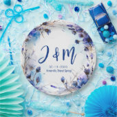 💍イニシャルコーンフラワーとラベンダーエレガンス ペーパープレート (パーティー)