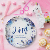 💍イニシャルコーンフラワーとラベンダーエレガンス ペーパープレート (パーティー)