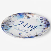 💍イニシャルコーンフラワーとラベンダーエレガンス ペーパープレート (アングル)