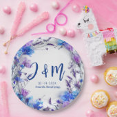 💍イニシャルコーンフラワーとラベンダー ペーパープレート (パーティー)