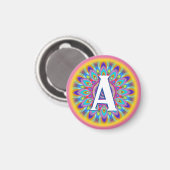 イニシャルサイケデリック冷蔵庫用マグネットピンク マグネット (正面/裏面)