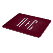 イニシャルシンプルカップル |ホワイト&ブルゴーニュ カッティングボード (角)