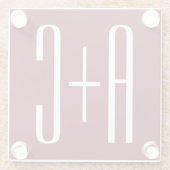 イニシャルシンプルカップル |ホワイト&ブルゴーニュ ガラスコースター (裏面)