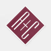 イニシャルシンプルカップル |ホワイト&ブルゴーニュ スタンダードランチョンナプキン (角)