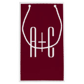 イニシャルシンプルカップル |ホワイト&ブルゴーニュ スモールペーパーバッグ (裏面)