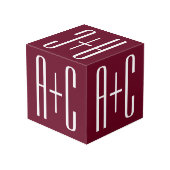 イニシャルシンプルカップル |ホワイト&ブルゴーニュ フォトキューブ (裏面アングル)