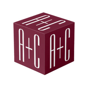 イニシャルシンプルカップル  ホワイト&ブルゴーニュ フォトキューブ