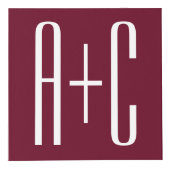 イニシャルシンプルカップル |ホワイト&ブルゴーニュ フォトキューブ (正面)