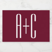 イニシャルシンプルカップル |ホワイト&ブルゴーニュ フードラベル (シングルラベル)