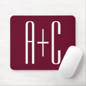 イニシャルシンプルカップル |ホワイト&ブルゴーニュ マウスパッド (マウス)