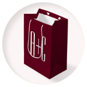 イニシャルシンプルカップル |ホワイト&ブルゴーニュ ミディアムペーパーバッグ