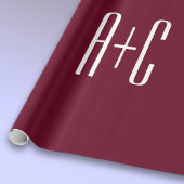 イニシャルシンプルカップル |ホワイト&ブルゴーニュ ラッピングペーパー