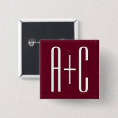 イニシャルシンプルカップル |ホワイト&ブルゴーニュ 缶バッジ (正面&裏面)