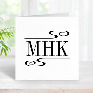 イニシャルシンプルスワールモノグラム ラバースタンプ