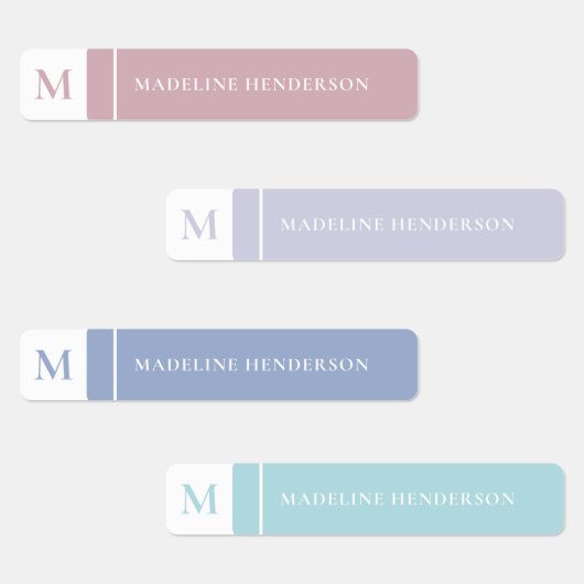 イニシャルシンプルパステルカラー防水キッズネーム ラベル (グループ)