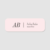 イニシャルシンプルピンクのクリーンパステル 名札 (正面)