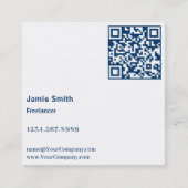 イニシャルシンプルブラック、ブルー、ホワイト スクエア名刺 (正面)