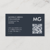 イニシャルシンプルプロフェッショナルダークブルー炭 名刺 (裏面)