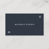 イニシャルシンプルプロフェッショナルダークブルー炭 名刺 (正面)