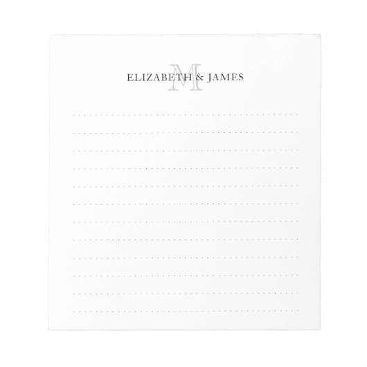 イニシャルシンプルモノグラムカップル名点々のある行 ノートパッド (正面)