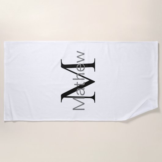 イニシャルシンプル文字のモノグラムで名前を追加 ビーチタオル (正面)