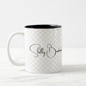 イニシャルスクリプトモノグラム幾何クラシック ツートーンマグカップ (左)