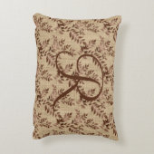 イニシャルスクリプト ブラウン ローズ ゴールド リーフ アクセントクッション (裏面(縦))
