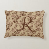 イニシャルスクリプト ブラウン ローズ ゴールド リーフ アクセントクッション (裏面)