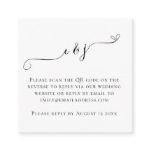 イニシャルスクリプトQRコード結婚の白黒RSVP E