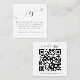 イニシャルスクリプトQRコード結婚の白黒RSVP E エンクロージャーカード