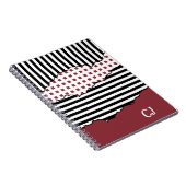 イニシャルストライプネットレイヤード黒、白、赤 ノートブック (右側)