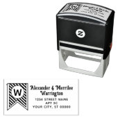 イニシャルストライプバナー名住所の2行 セルフインキングスタンプ (インサイチュ)