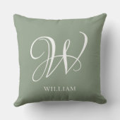 イニシャルスパーソナライズされたゲエレガントリーグリーンモノグラム クッション (裏面)