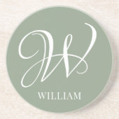 イニシャルスパーソナライズされたゲエレガントリーグリーンモノグラム コースター (正面)