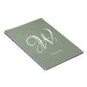 イニシャルスパーソナライズされたゲエレガントリーグリーンモノグラム ノートブック (右側)