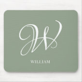 イニシャルスパーソナライズされたゲエレガントリーグリーンモノグラム マウスパッド (正面)